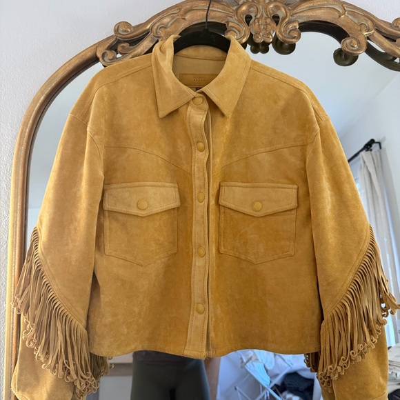 Blank NYC Jackets & Blazers - Fringed Mustard Faux Suede Jacket
